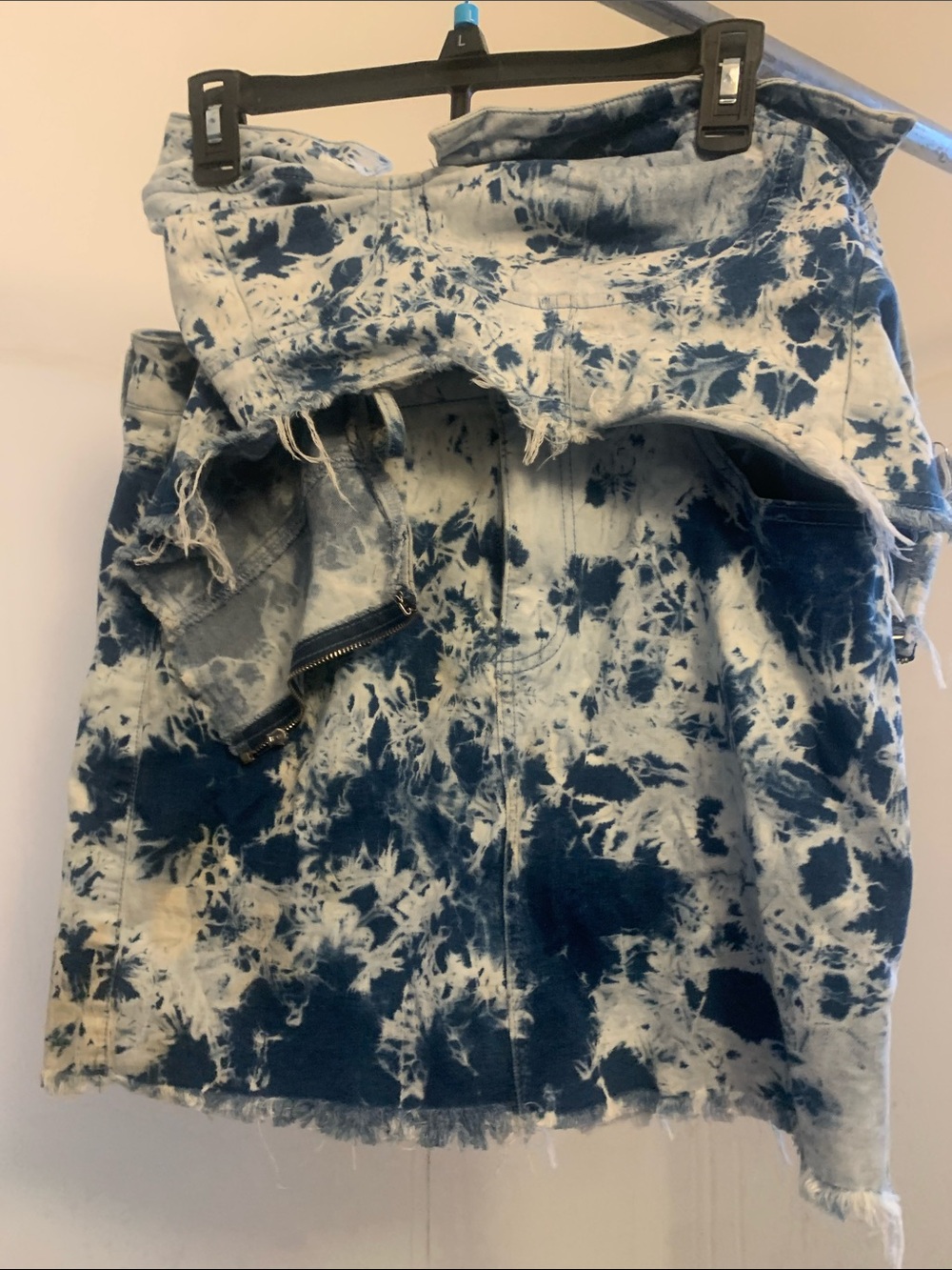 Fashion Nova Blue & White Tie-Dye Denim Skirt
